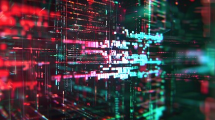 Abstract glitch background. Digital damage backdrop with noise effect. Error texture. Computer virus. Corrupted code. 3d rendering.