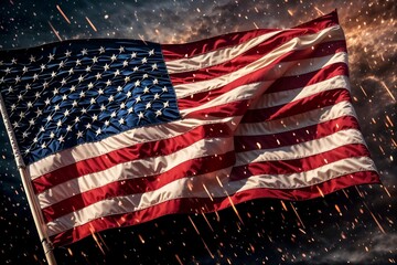 Independence day theme, patriotic spirit through a dramatic portrayal of the American flag