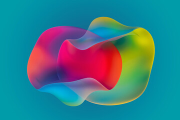 Abstract colorful shape on light blue background. 