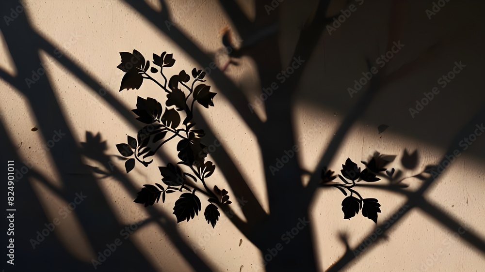 Poster background with shadow of floral branches generative ai