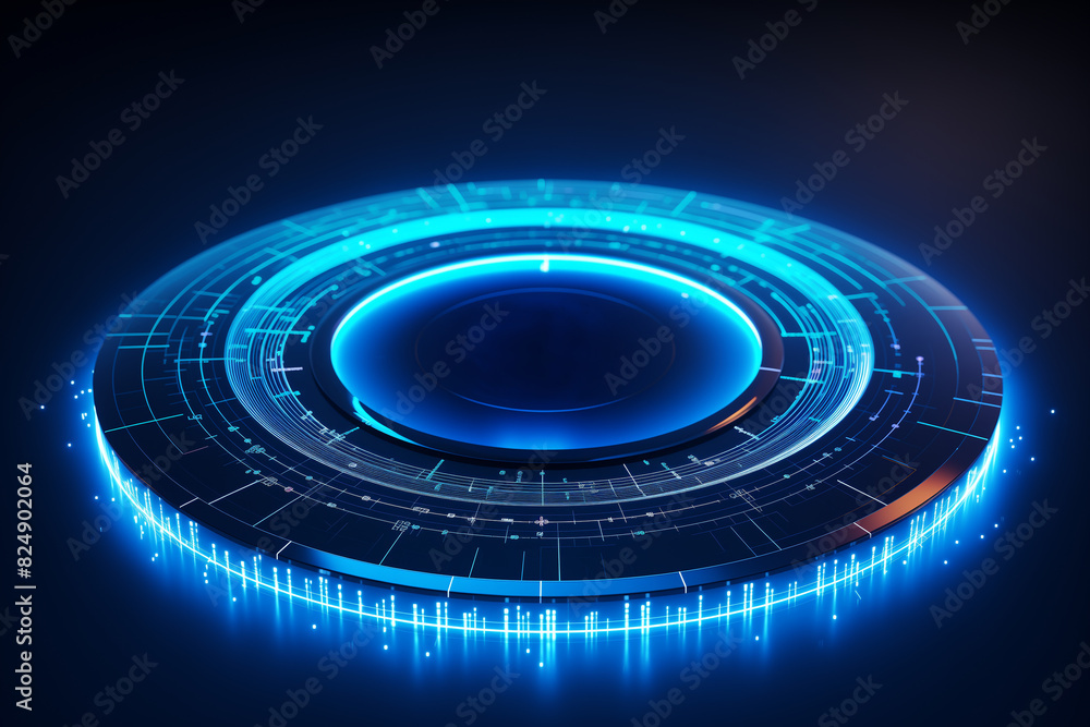Wall mural abstract technology digital circle electronic network data innovation concept background.