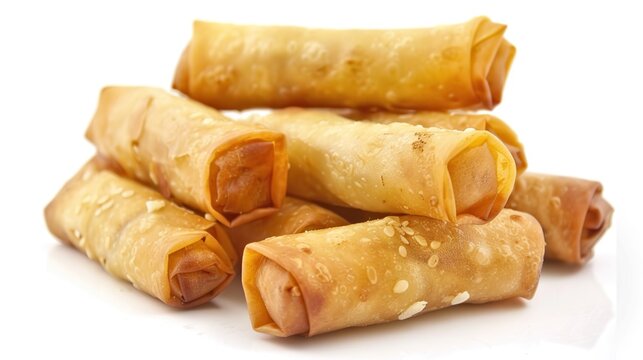 Vietnamese vegeratian egg rolls, cha gio chay on white background. Generative Ai