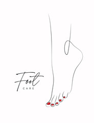Foot care leg silhouette illustration drawing in linear style on white background
