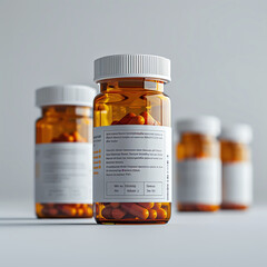 Prescription drug bottles with clear labels and safety instructions