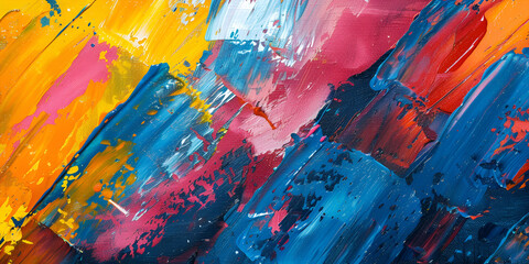 Vibrant Abstract Painting With Multicolored Paint Strokes A representation of motion and energy using chaotic brush strokes and bold vibrant colors AI Generated, Abstract modern bright painting with 
