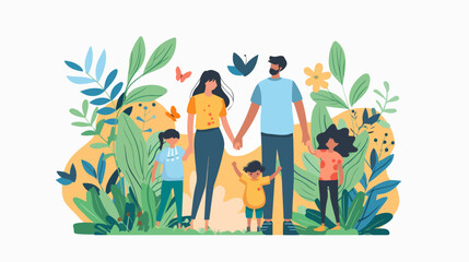 Fototapeta premium Family concept illustration. Parents with children.