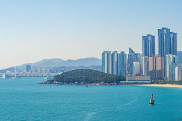 Haeundae Beach and resorts located in busan city, south korea