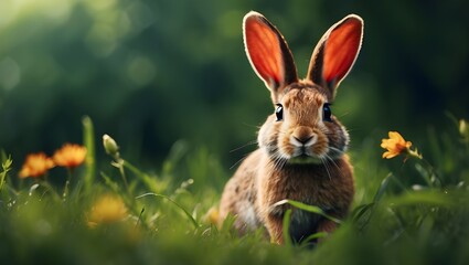 Obraz premium Rabbit in the Grass HD 8K Wallpaper Stock Photographic, High-Definition 8K Wallpaper of Rabbit in the Grass Stock Photo, Stunning 8K HD Rabbit in the Grass Stock Photographic Wallpaper, Ultra HD 8K 