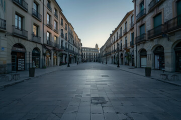 Obraz premium Serene Early Morning at Plaza Consistorial: Waiting for San Fermín Festival