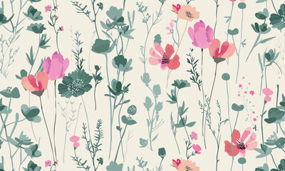 seamless flower pattern, Illustrator Artwork, vector