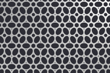 oval circle hole perforated stainless steel metal aluminum sheet plate decorative grating background vector pattern texture