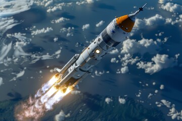 Naklejka premium Artists Rendering of Space Shuttle in Flight