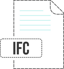 IFC  file format icon dashed outline