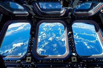 Earth View From Inside Space Station