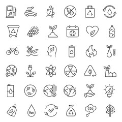 Ecology icon set. Environment linear icons set