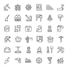 Labor day icon set. Building and construction set. Linear style