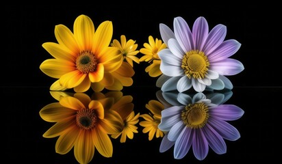 Fototapeta premium Summer Garden Reflections Abstract Floral Arrangement on Mirror