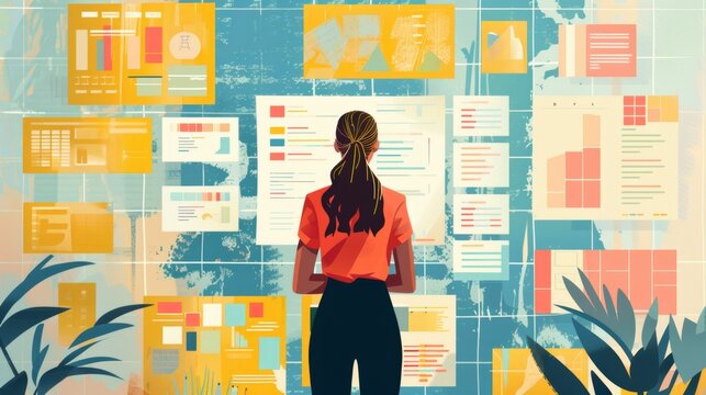 Flat Illustration of Product Owner Reviewing Product Backlog

