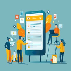 Flat Illustration of Online Survey Being Conducted

