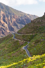 winding road in the mountains in Tenerife, Masca 