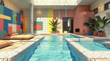 Modern Geometric Poolside Interior Design