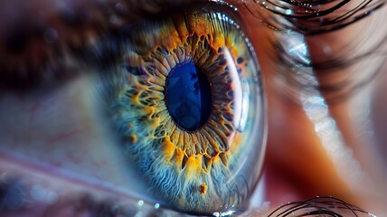 They say the eye is the mirror of the soul, let's see if this is true from this macro picture. Beautiful, special close-up of the eye, AI generated image