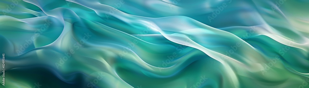 Aufkleber abstract flowing lines of green and blue shades, creating a soothing and calming visual effect, perf