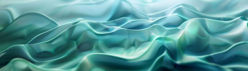 Obraz premium Abstract ocean waves in teal and white hues, capturing fluid motion and ethereal textures in a serene minimalist style.