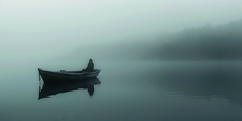 Solitude on a Misty Lake
