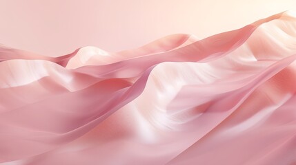 Fototapeta premium Surreal pink landscape resembling flowing fabric waves, creating a dreamy and ethereal background with soft, smooth textures.