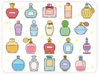カラフルでかわいい香水瓶のセット