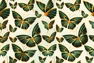 Green seamless butterfly background 