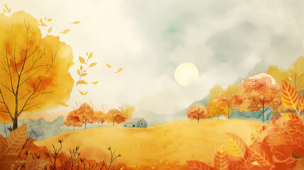 背景に最適な秋の水彩画