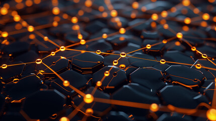 Obraz premium Glowing network connections on dark background