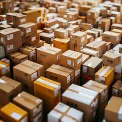 Warehouse full of parcel boxes