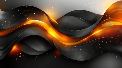  An image featuring an abstract scene with a black and orange color palette A wave of light rises from the top, emanating radiance