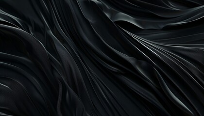 Layers of Darkness: Exploring Abstract Black Drapery Cloth and Grooved Patterns