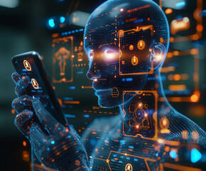 Face recognition and biometric verification interface.
