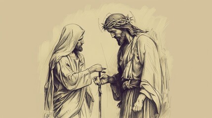 Biblical Illustration of Jesus' Healing of Blind Bartimaeus, Ideal for article
