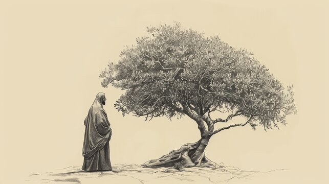 Biblical Illustration of Jesus' Parable of the Barren Fig Tree, Ideal for article