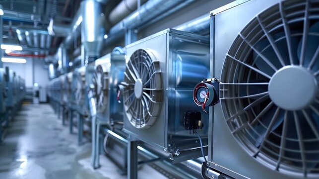 a large industrial air conditioner with a fan