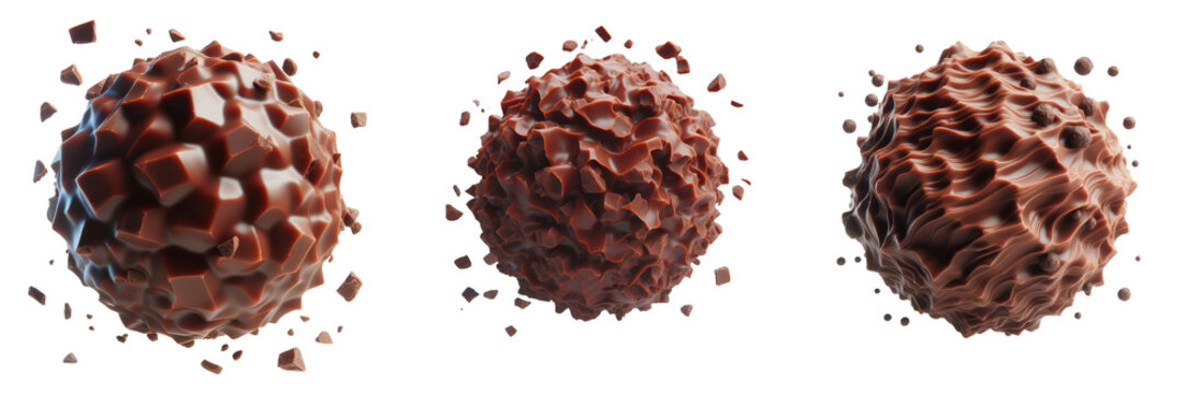 Chocolate truffles candies Set PNG, crunchy and crispy with fling pices