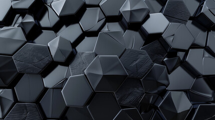 abstract background 3d wallpaper with black pentagons, business presentation background 