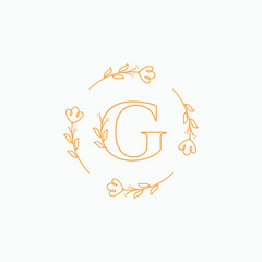 letter g flower circle minimalist logo design graphic vector