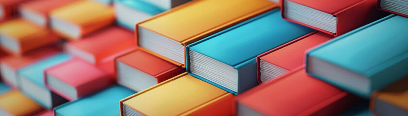 Colorful collection of books arranged in a visually appealing pattern, showcasing vibrant covers and a love for reading and literature.