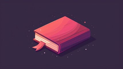 Illustration of a closed red book with a bookmark on a dark background, symbolizing knowledge, literature, and education.