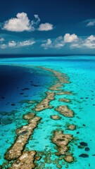 Obraz premium Blue Lagoon Aerial View of Tropical Barrier Reef