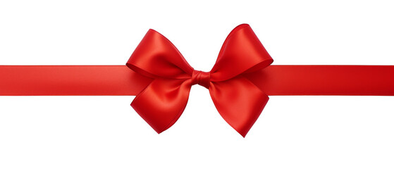 Red ribbon bow cut out transparent isolated on white background PNG file