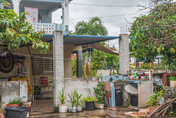 Varadero, Cuba. Touristic Cuban streets Varadero on a rainy day. 