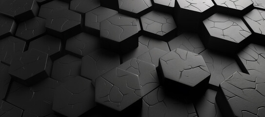 abstract background 3d wallpaper with black pentagons, business presentation background 